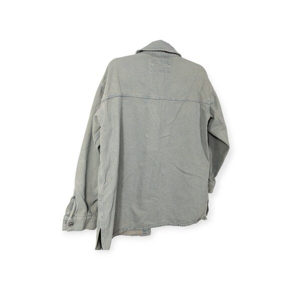 We The Free Button Down Denim Shacket SZ S Boho Western Shirt Baggy - Picture 5 of 12